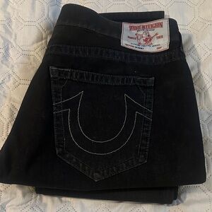 True Religion Men's Black Skinny Jeans with Signature Back Stitch
